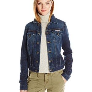 Hudson Jeans Distressed Signature Denim Jacket in Free State Blue Fall Winter